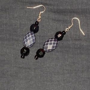 Black and White Turtle Shell Earrings